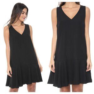 Banana Republic V-Neck Drop-Waist Sleeveless Shift Dress 8 Black